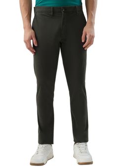 Raymond - Green Mid Waist Cotton Blend Trouser