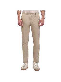Raymond - Khaki Mid Waist Cotton Blend Trouser