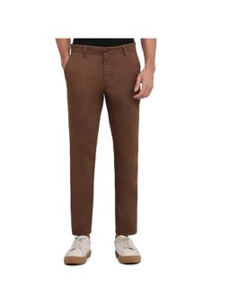Raymond - Brown Mid Waist Cotton Blend Trouser