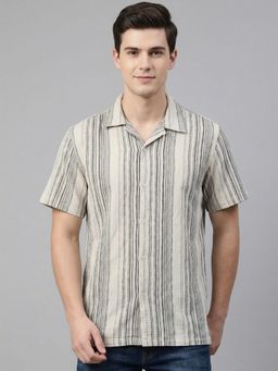 Odette - Off White Cotton Stripes Shirt
