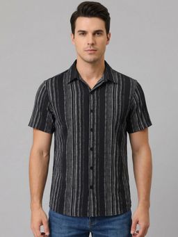 Odette - Black Cotton Stripes Shirt