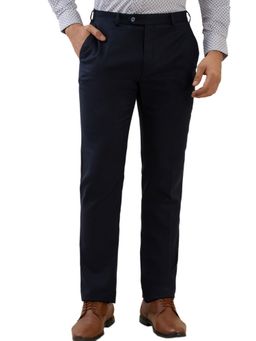 Raymond - Blue Mid Waist Polyester Blend Trouser