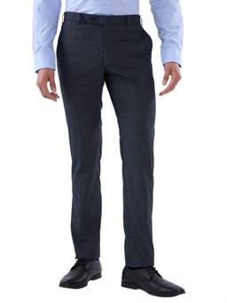 Raymond - Men's Slim Fit Checkered Blue Trouser
