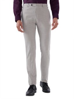 Raymond - Men's Slim Fit Self Design Medium Grey Trouser