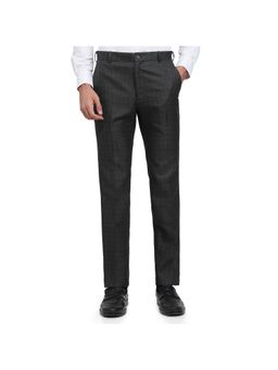 Raymond - Men's Slim Fit Checkered Dark Grey Trouser