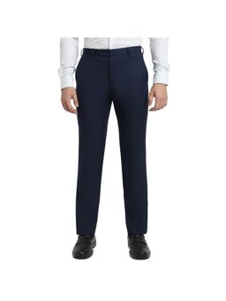 Raymond - Men's Slim Fit Solid/Plain Dark Blue Trousers