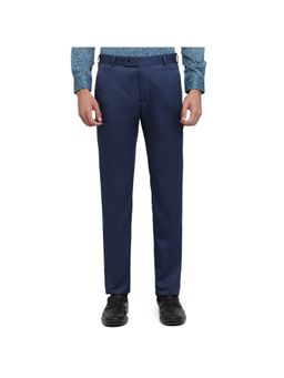 Raymond - Men's Slim Fitted Solid Dark Blue Trouser