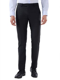 Raymond - Men's Slim Fit Structure Black Trouser