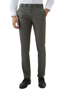 Raymond - Men's Slim Fit Solid/Plain Dark Green Trouser