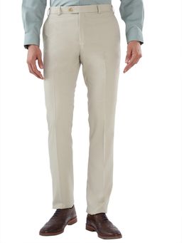 Raymond - Men's Slim Fit Solid Medium Fawn Trouser