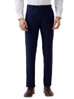 Raymond - Men's Slim Fit Solid Dark Blue Trouser