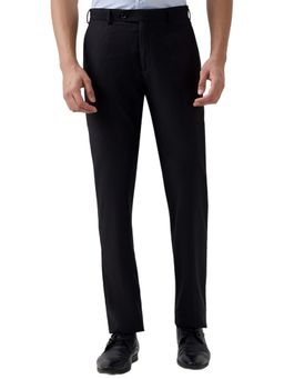 Raymond - Men's Slim Fit Solid Black Trousers