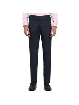 Raymond - Men's Slim Fit Solid/Plain Dark Blue Trouser
