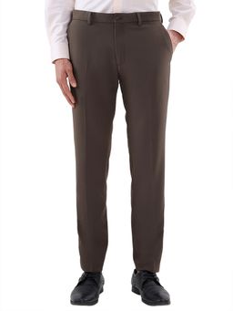 Raymond - Men's Slim Fit Solid Dark Brown Trouser