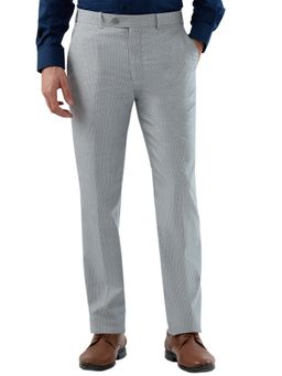 Raymond - Men's Medium Grey Contemporary Fit Checkered Trouser