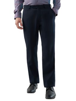 Raymond - Men's Regular Fit Solid/Plain Dark Blue Trouser