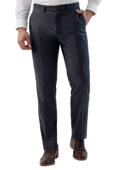 Raymond - Men's Regular Fit Solid Dark Grey Trouser