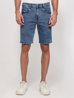 Parx - Resort Fit Self Design Medium Blue Shorts