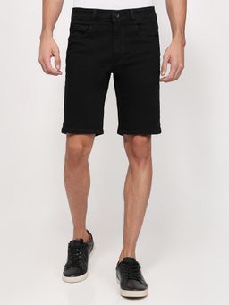 Parx - Resort Fit Self Design Black Shorts