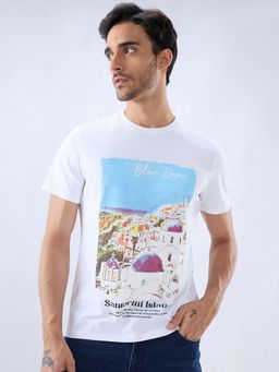 Parx - Regular Fit Graphic Print White T-Shirt