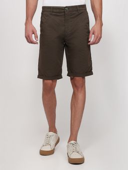Parx - Regular Fit Solid Dark Brown Shorts