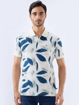 Parx - Regular Fit White Printed Polo T-Shirt