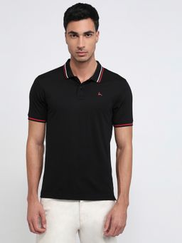 Parx - Black Rayon Blend Solid Polo T-Shirt