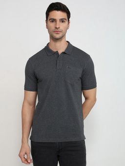 Parx - Grey Pure Cotton Solid Polo T-Shirt
