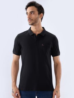 Parx - Black Pure Cotton Solid Polo T-Shirt