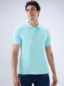 Parx - Light Green Pure Cotton Solid Polo T-Shirt