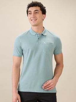 Parx - Green Pure Cotton Solid Polo T-Shirt