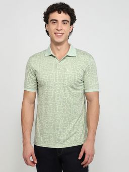 Parx - Green Rayon Printed Polo T-Shirt