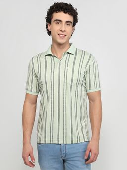 Parx - Green Pure Cotton Printed Polo T-Shirt