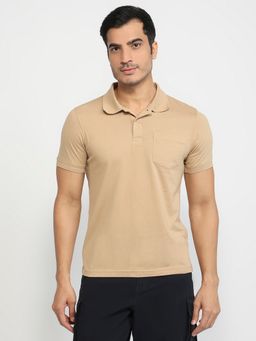 Parx - Brown Cotton Blend Solid Polo T-Shirt