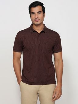 Parx - Brown Rayon Blend Printed Polo T-Shirt