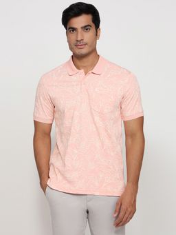 Parx - Orange Pure Cotton Printed Polo T-Shirt