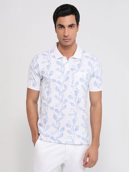 Parx - Purple Pure Cotton Printed Polo T-Shirt