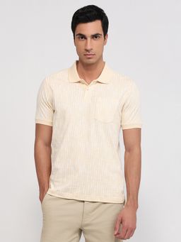 Parx - Brown Cotton Blend Printed Polo T-Shirt