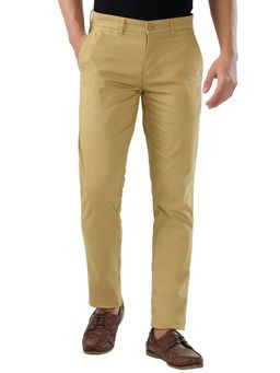 Parx - Men's Tapered Fit Solid Medium Yellow Trouser