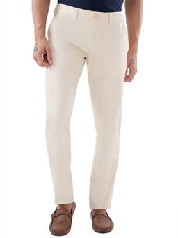 Parx - Men's Tapered Fit Solid/Plain Light Fawn Trouser