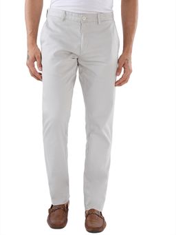 Parx - Men's Tapered Fit Solid/Plain Light Grey Trouser