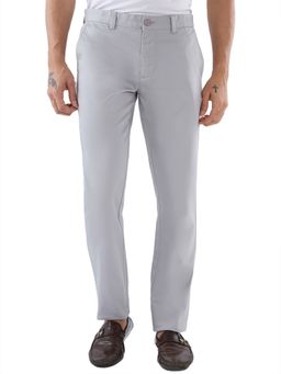 Parx - Men's Tapered Fit Printed Medium Grey Trouser