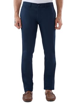 Parx - Men's Super Slim Fit Solid/Plain Dark Blue Trouser