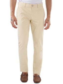 Parx - Men's Tapered Fit Solid Light Fawn Trouser