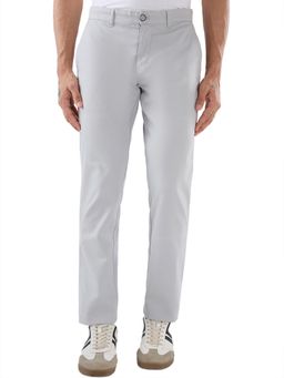 Parx - Men's Tapered Fit Solid Light Grey Trouser