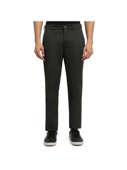 Parx - Men's Tapered Fit Solid Dark Green Trouser