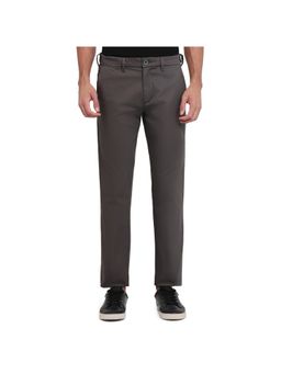 Parx - Men's Tapered Fit Solid Dark Grey Trouser