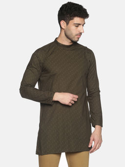 SHOWOFF - Mens Casual Green Slim Fit Full Kurta
