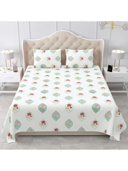 Bella Casa - Motifs Design Cotton Teal & Off White Heritage Collection (King)