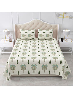 Bella Casa - Motifs Printed Cotton Green & Off-White Heritage Collection (King)